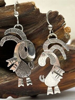 Sterling Silver Figural Goat Earrings By AZ Navajo Artist Darrell Jumbo